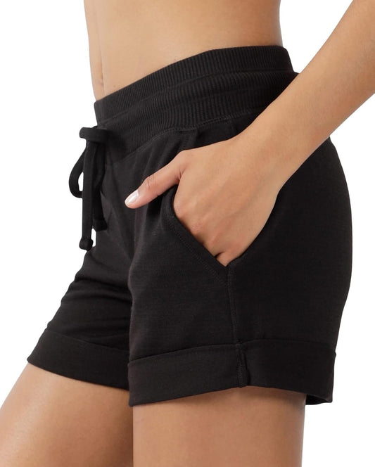 Soft Comfy Activewear Lounge Shorts with Pockets and Drawstring for Women