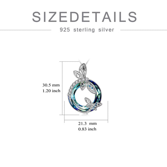 Sterling Silver Dragonfly Necklace Blue Crystal Birthday Anniversary Mothers Valentines Day Gifts for Women